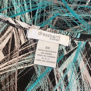 Dressbarn 3X Black and Teal Abstract Top